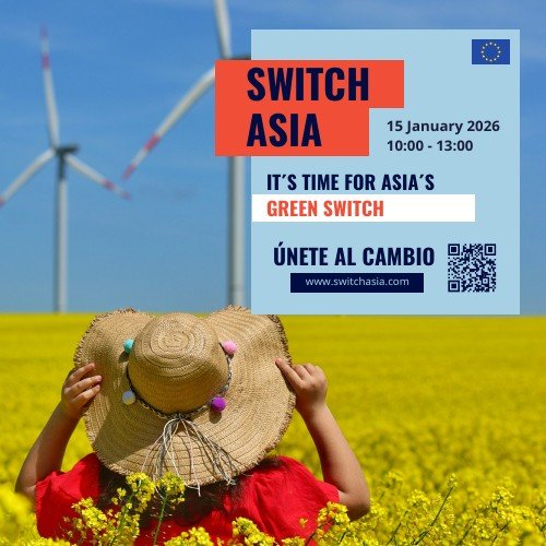 Anuncio cuadrado SWITCH-Asia con paisaje eólico